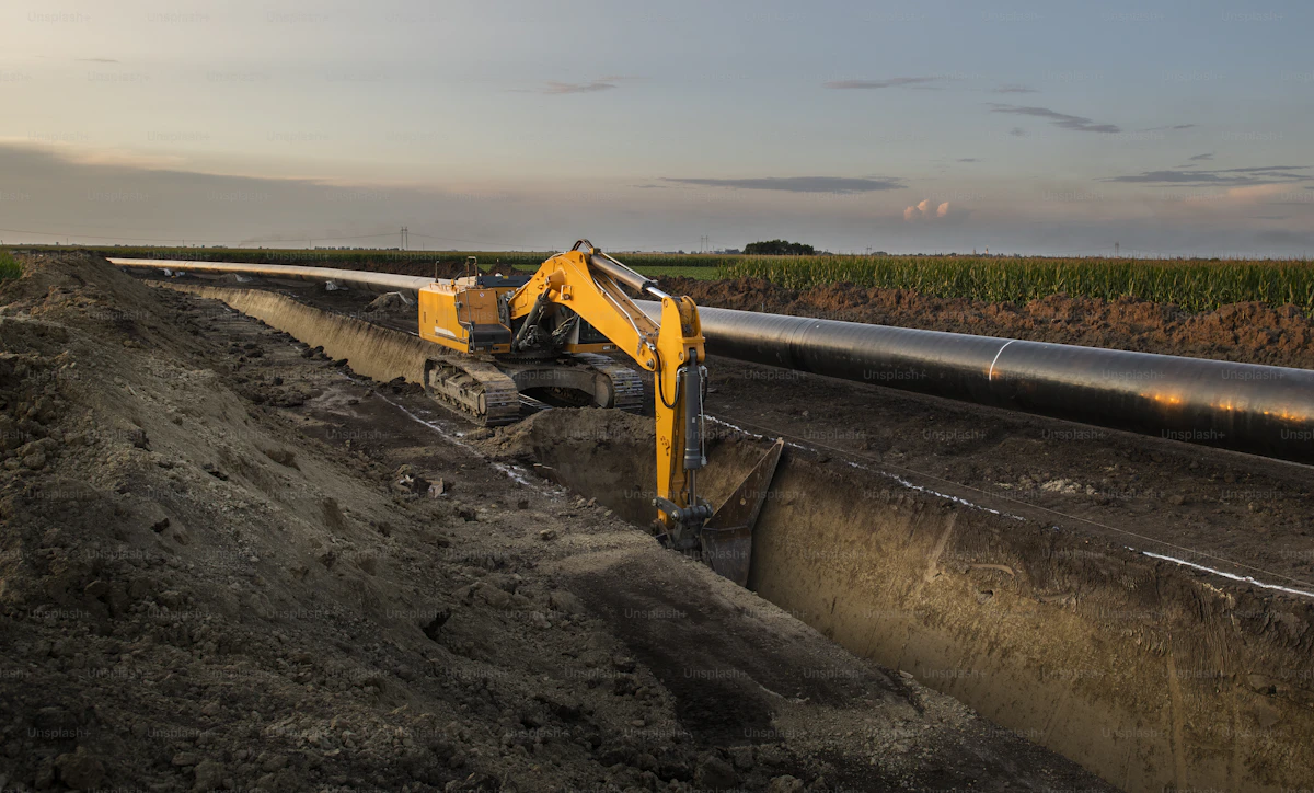 Excavator working on a French drain trench near Spring Hill TN